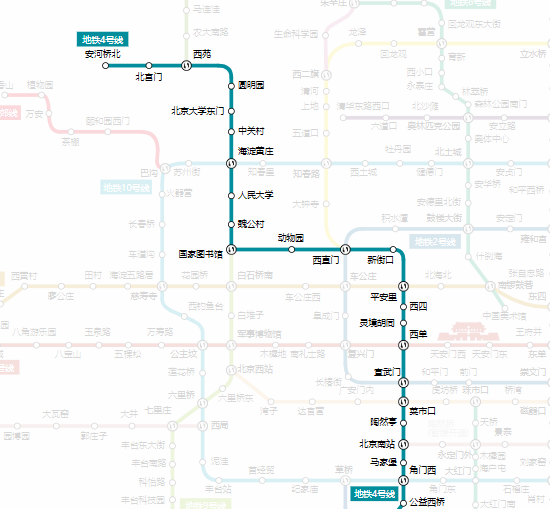 4号线共24个站:安河桥北,北宫门,西苑,圆明园,北京大学东门,中关村