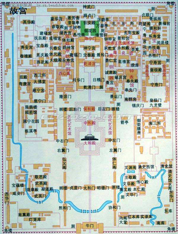 求故宫清朝是各个宫殿用途的详细地图就是原版故宫地图